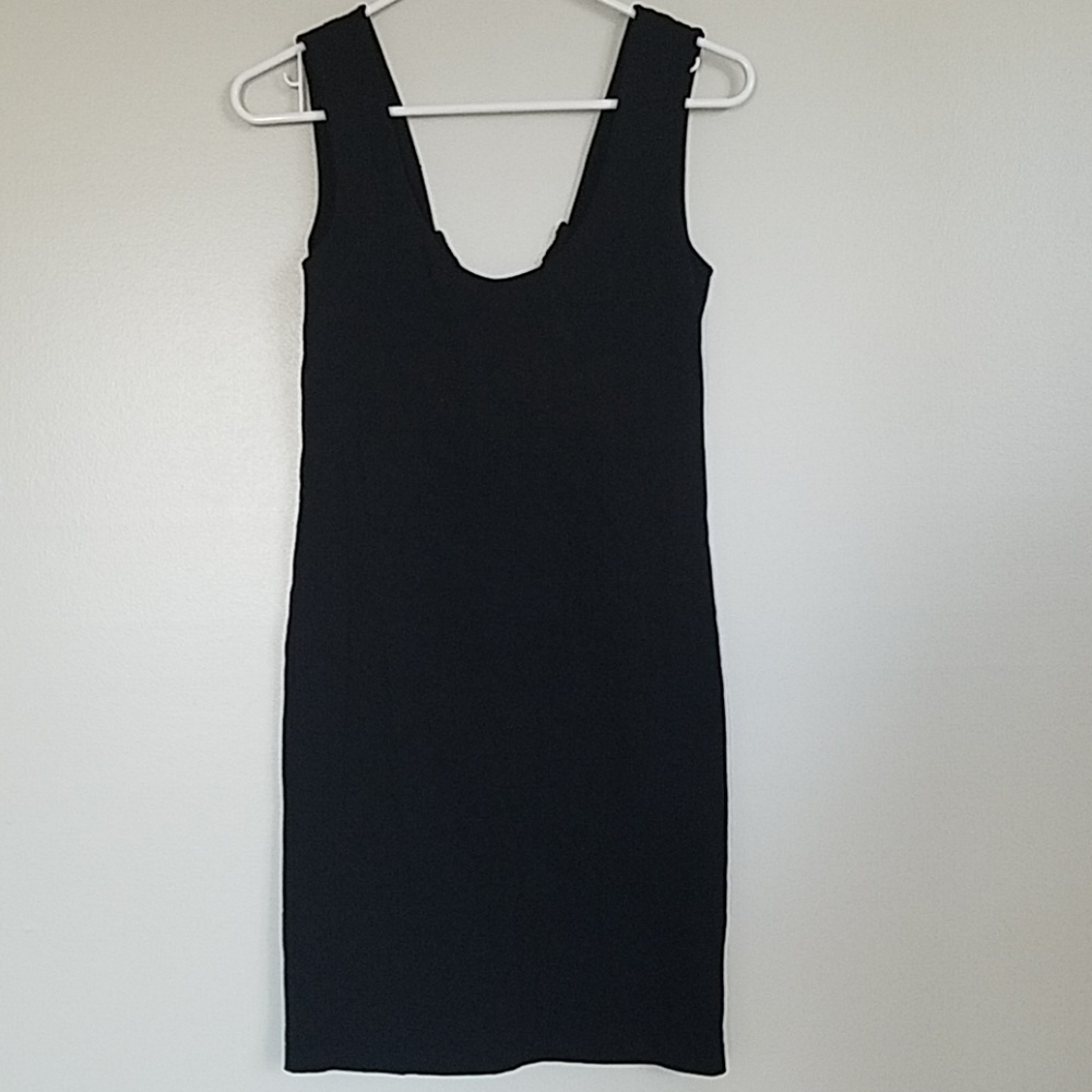 Simple black tank dress  double strap detail